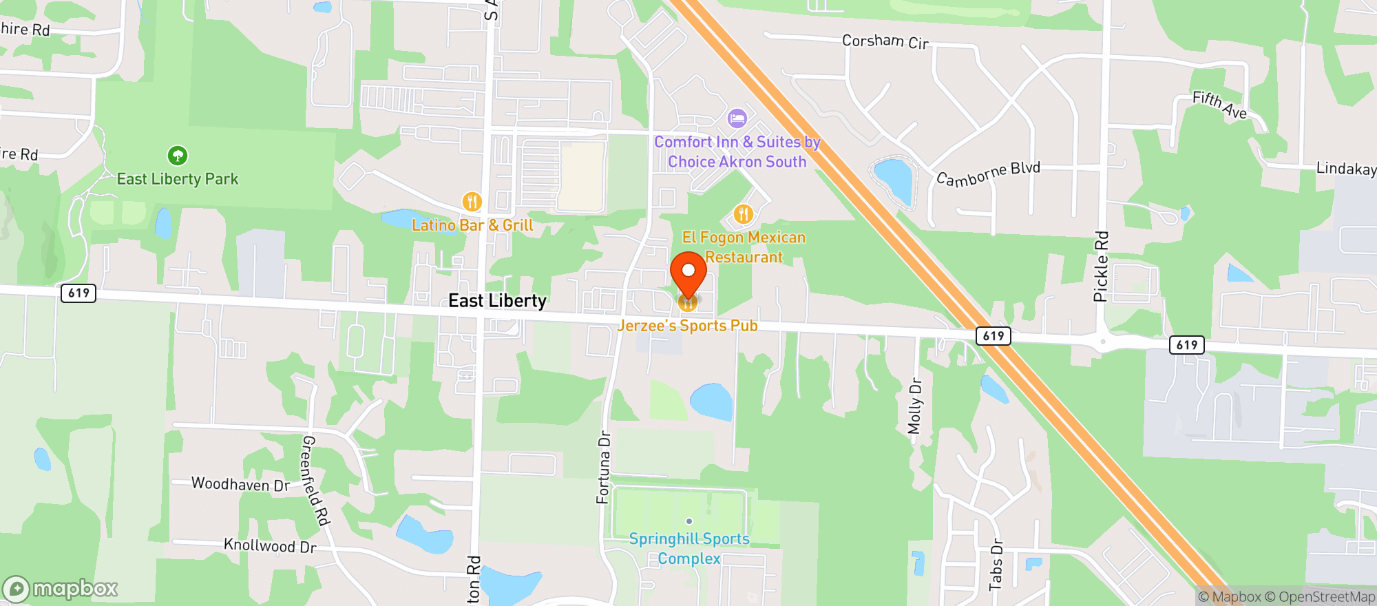 Map showing Jerzees Sports Grille
