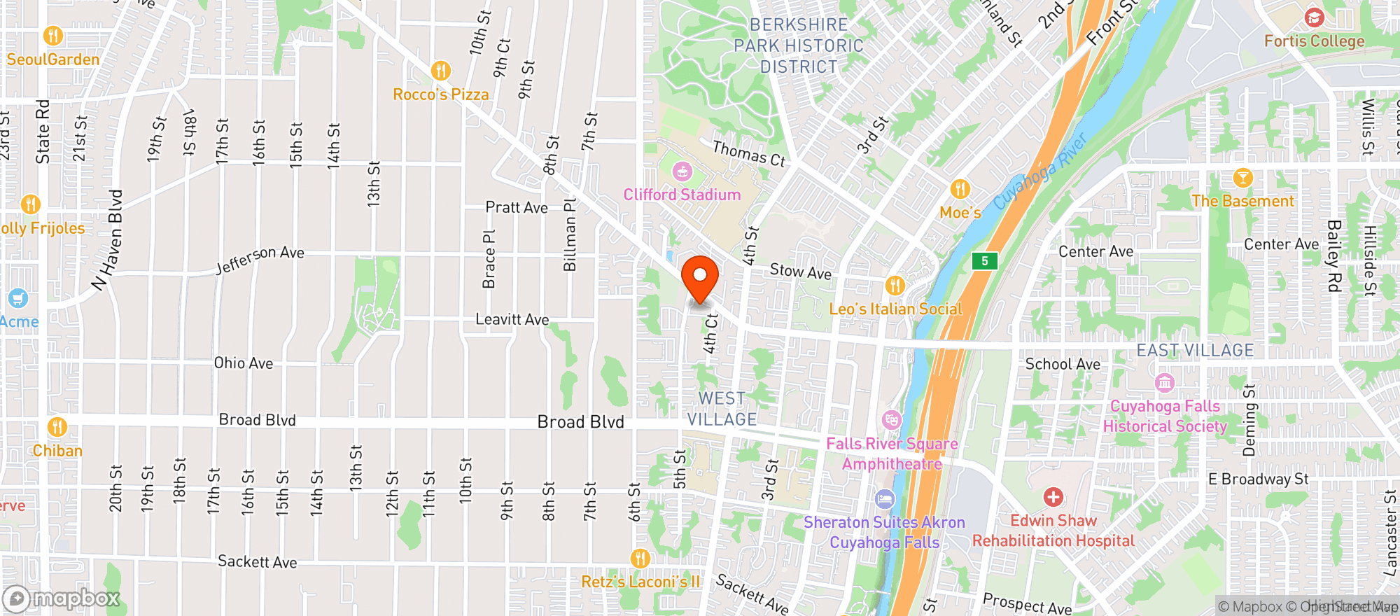 Map showing Hippie Hut Cuyahoga Falls