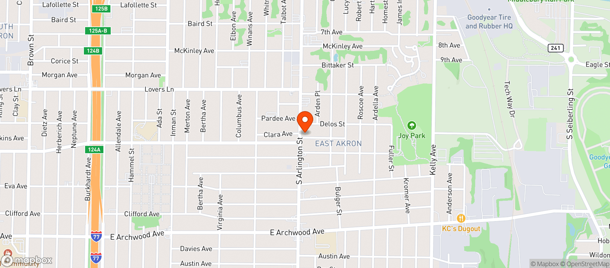 Map showing Ohio Cash Drive Thru