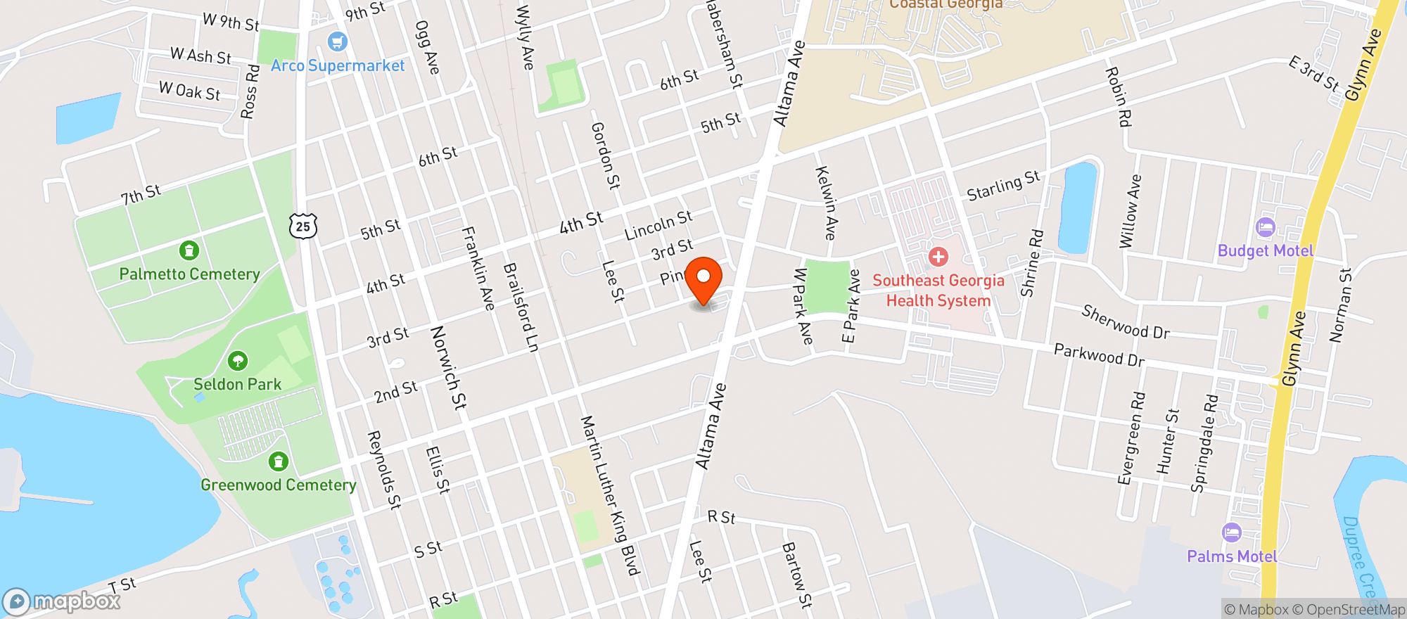 Map showing LUCKY 7 MEAT MARKET