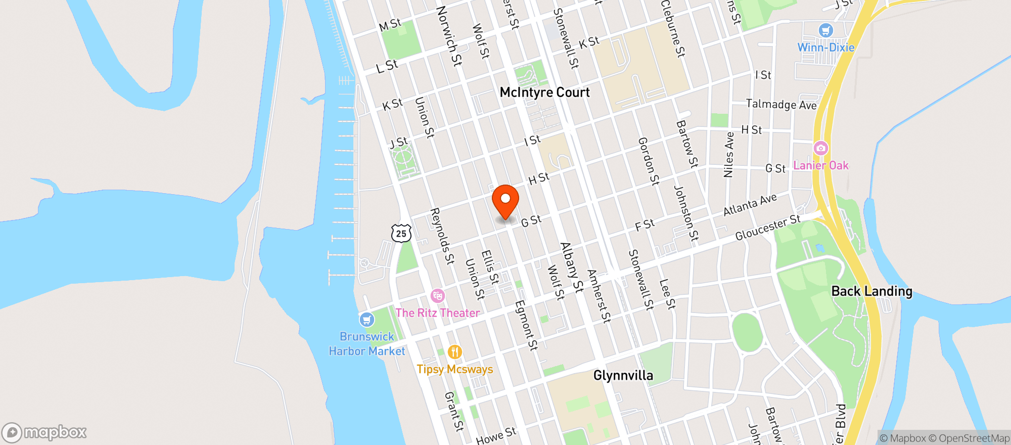 Map showing Grog Shoppe