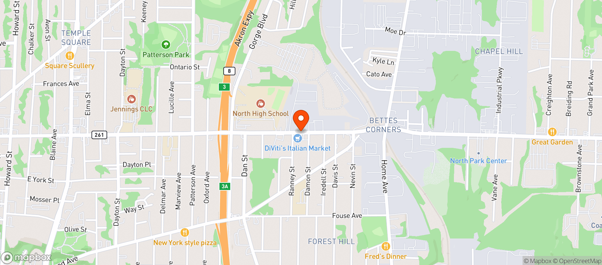 Map showing Devitis & Sons Italian Market