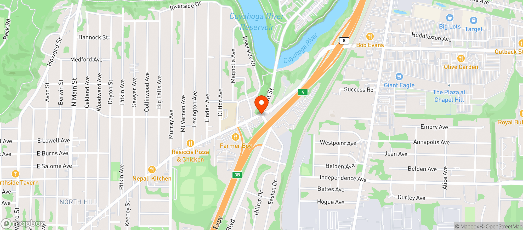 Map showing Jacos Beverage Drive Thru