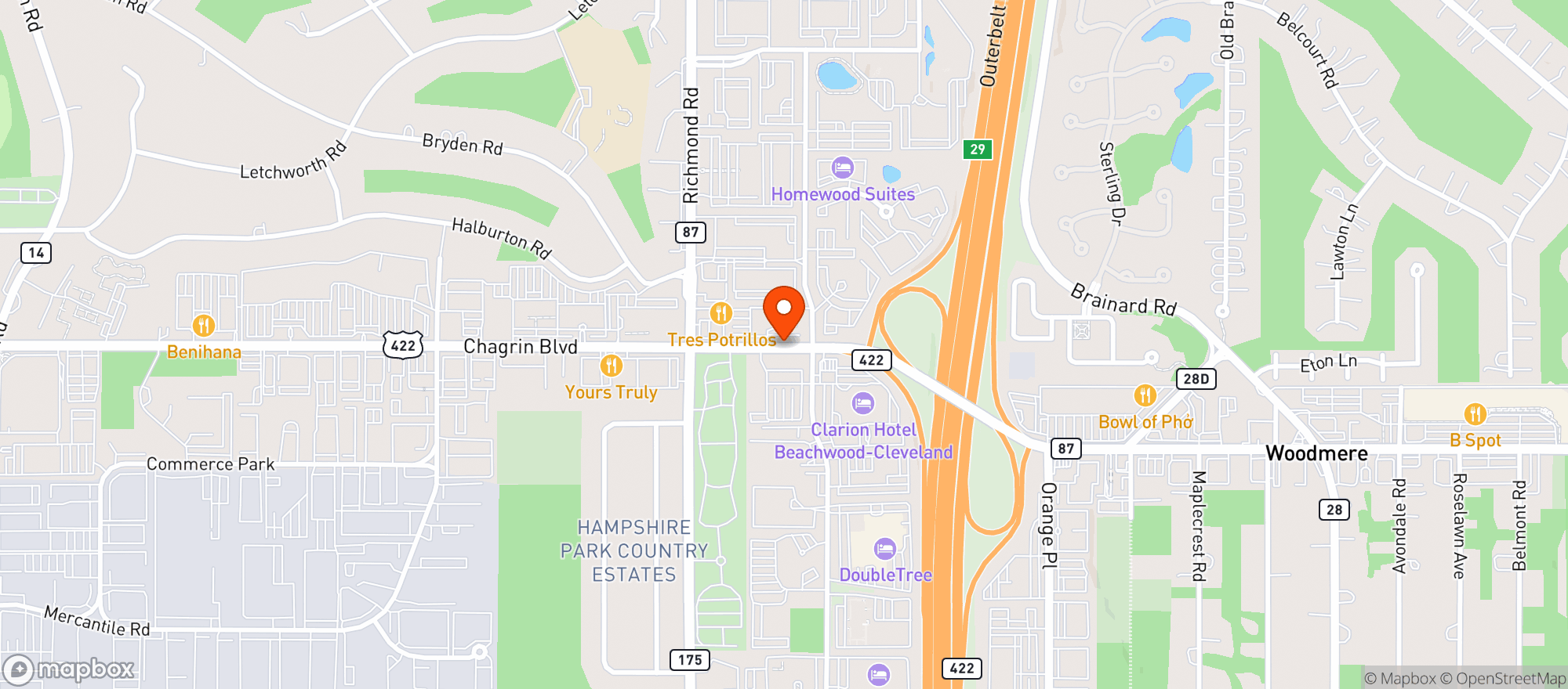 Map showing P F Changs China Bistro #8100