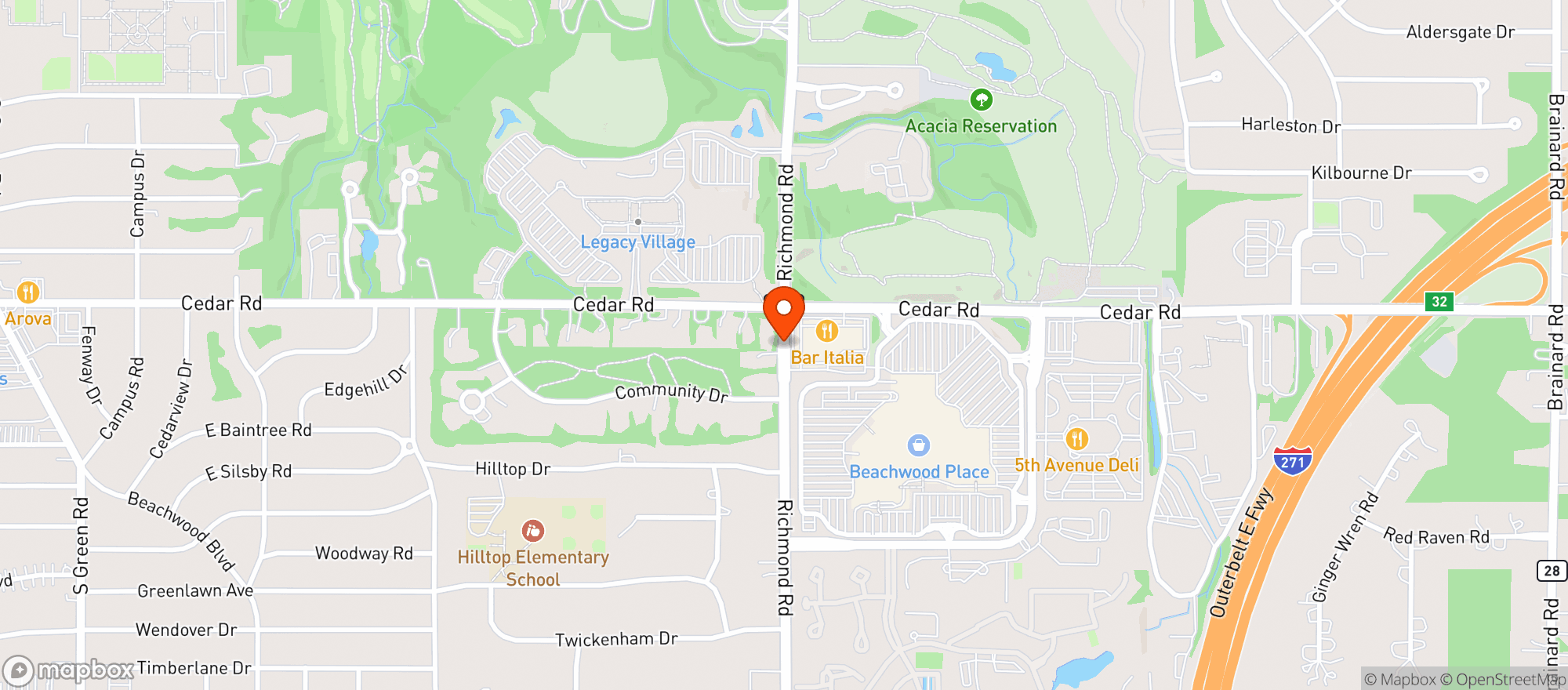 Map showing Cedar Creek Grille