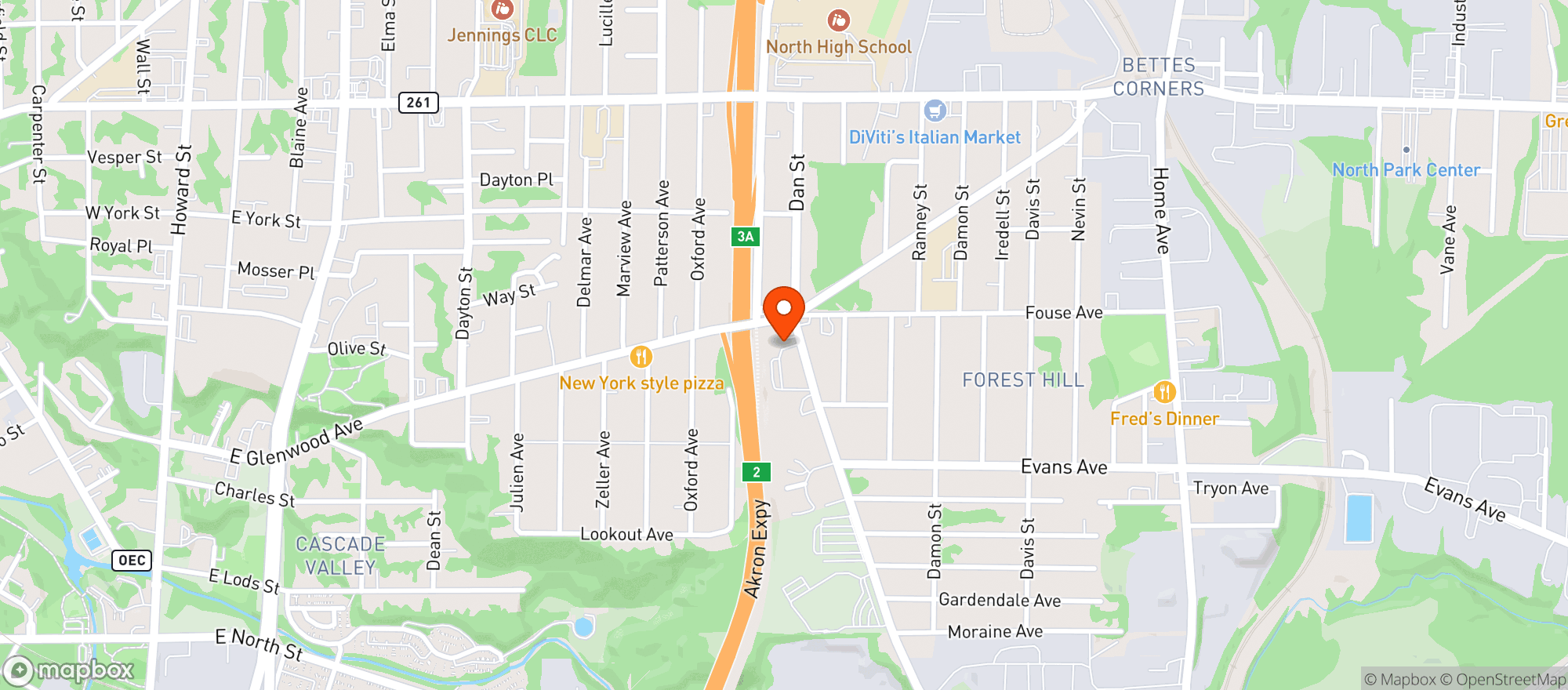 Map showing Polish American Club