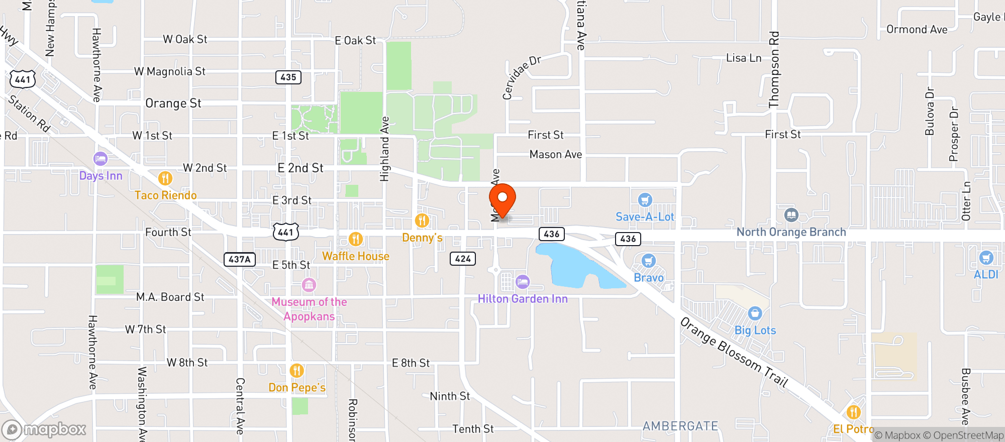 Map showing Millers Ale House