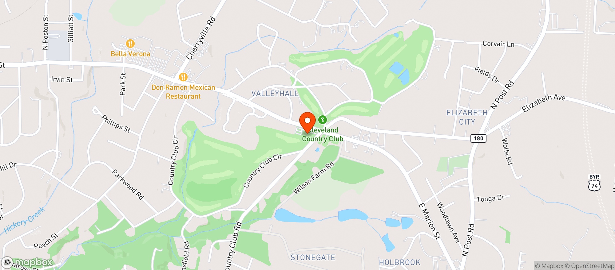 Map showing Cleveland Country Club