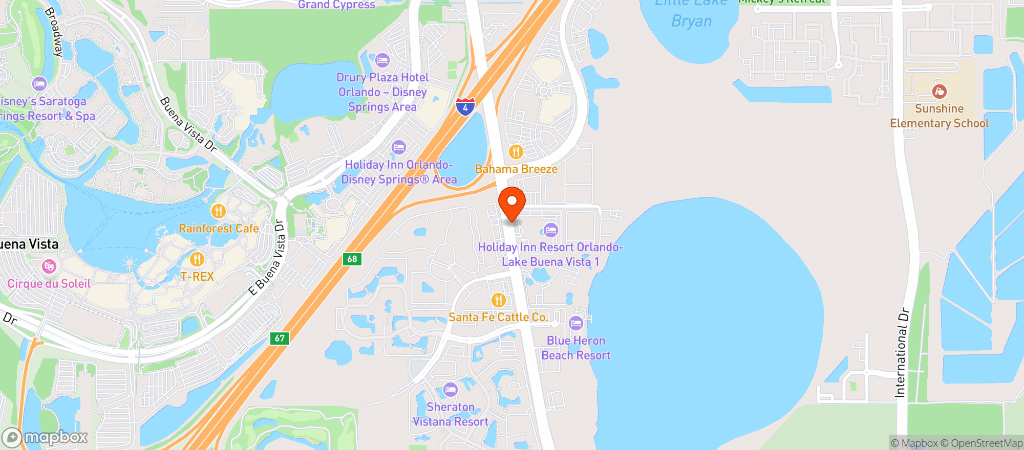 Map showing Pinkys Closed