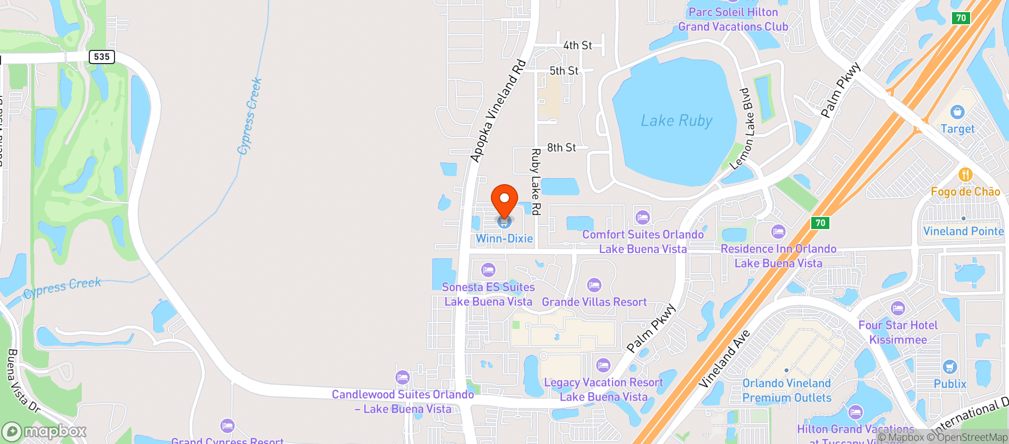 Map showing Winn Dixie Store #2215