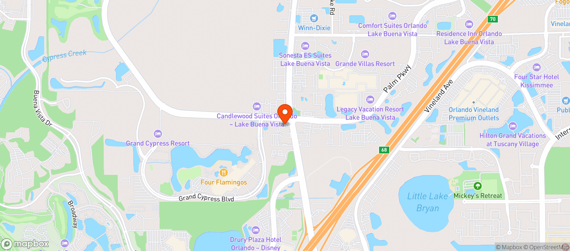 Map showing CIRCLE K (12360 S APOPKA VINELAND RD)