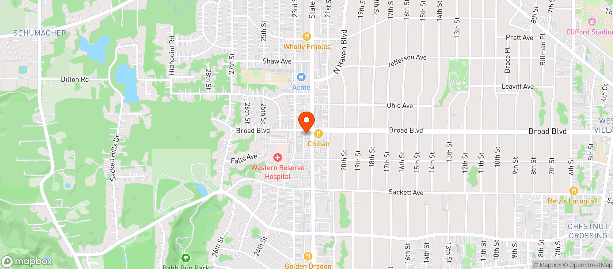 Map showing Blue Door Cafe