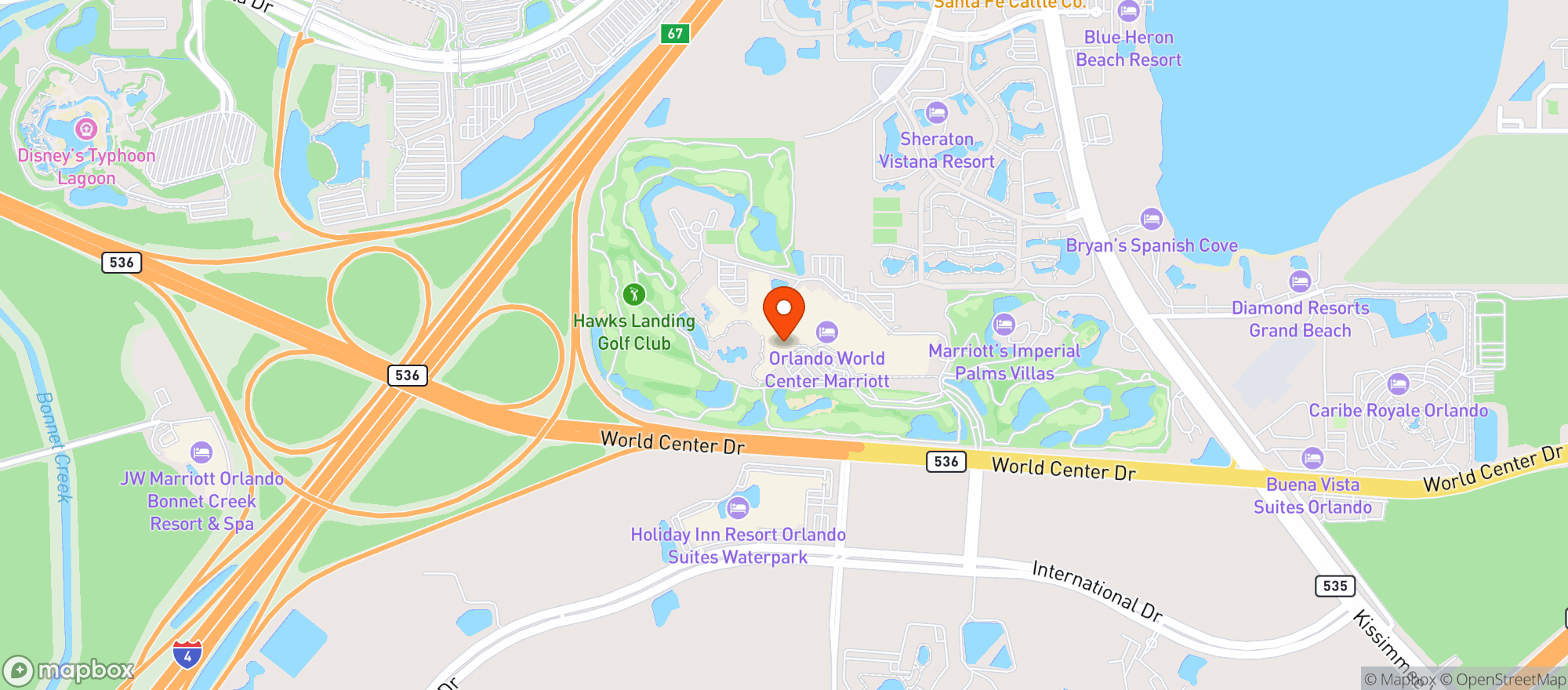 Map showing Orlando World Center Marriott