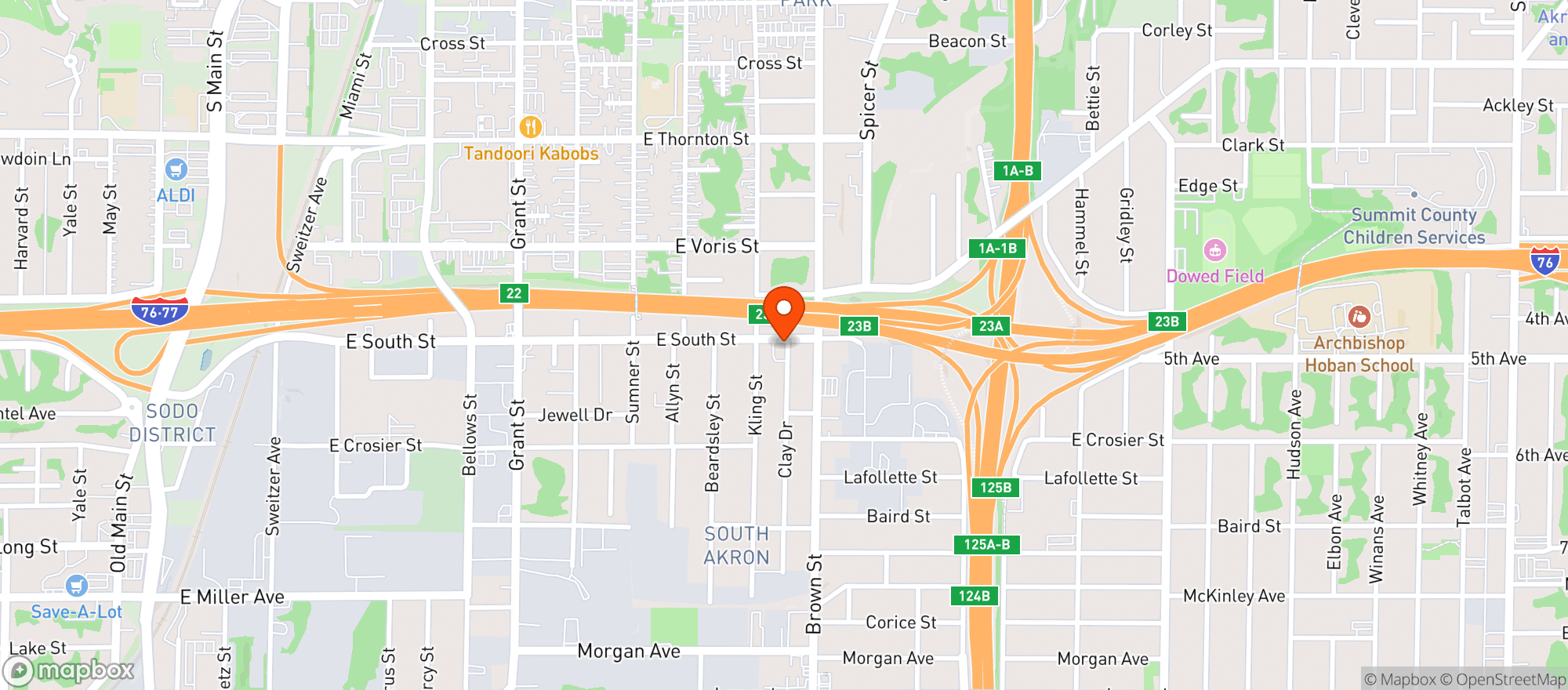 Map showing Henry & Jasons Drive Thru