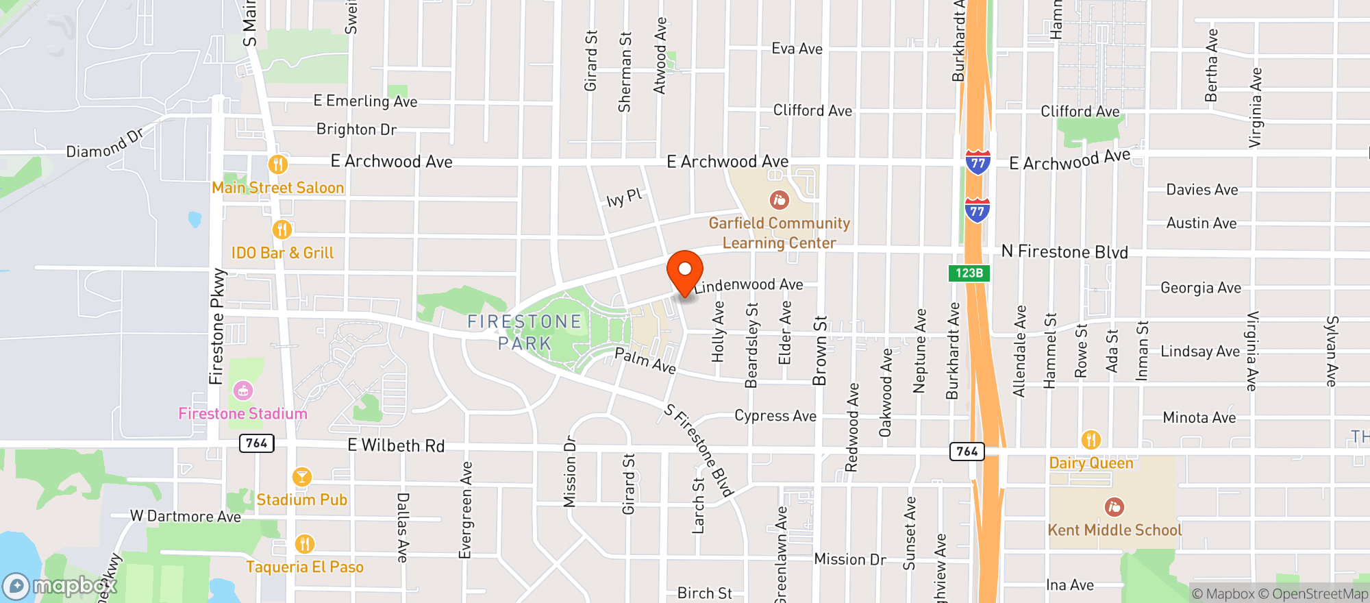 Map showing Firestone Mini Mart #22491