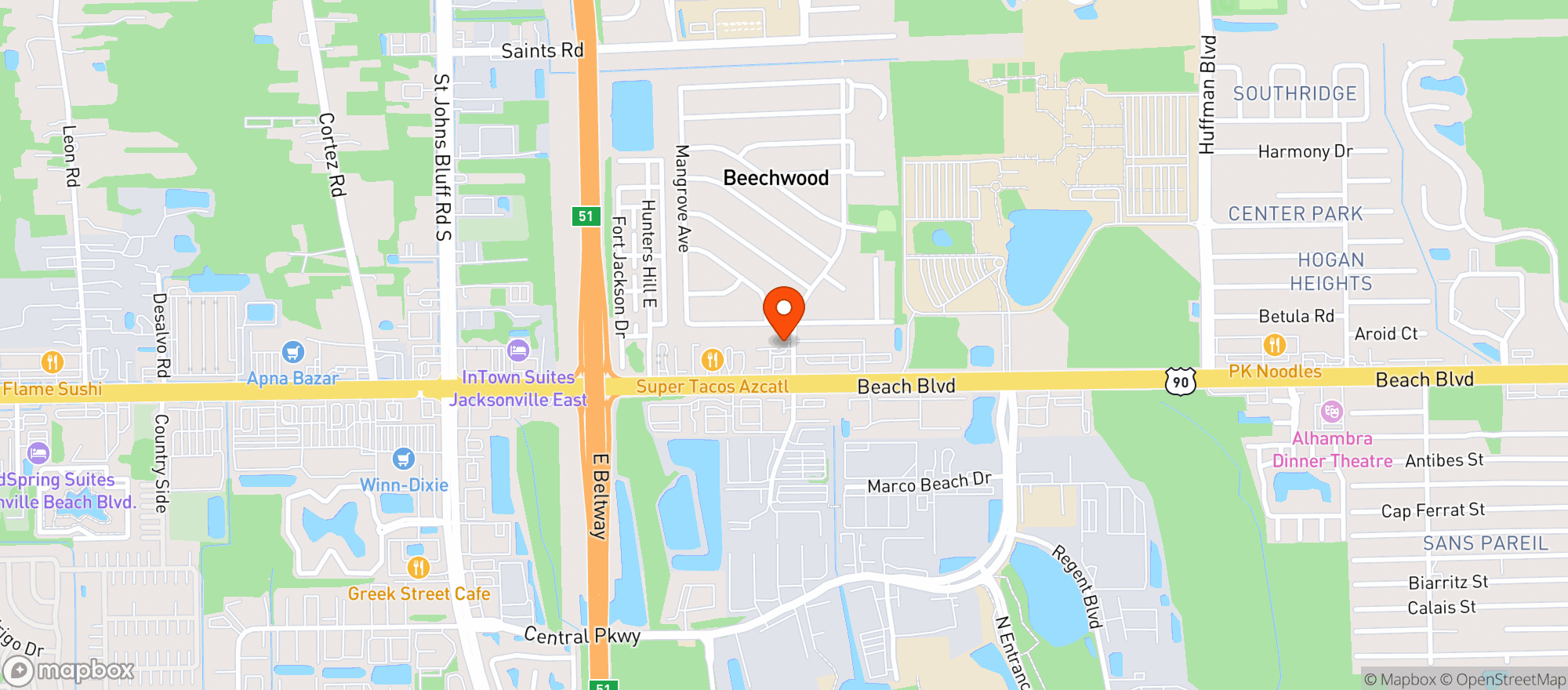 Map showing A&m Food Store