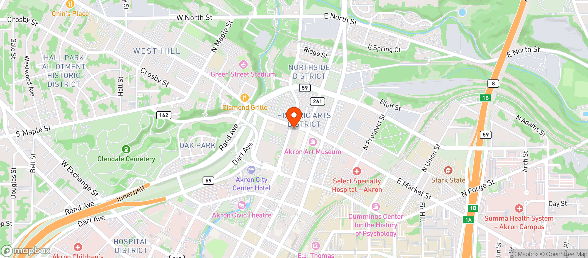 Map showing Blutique Hotel Akron