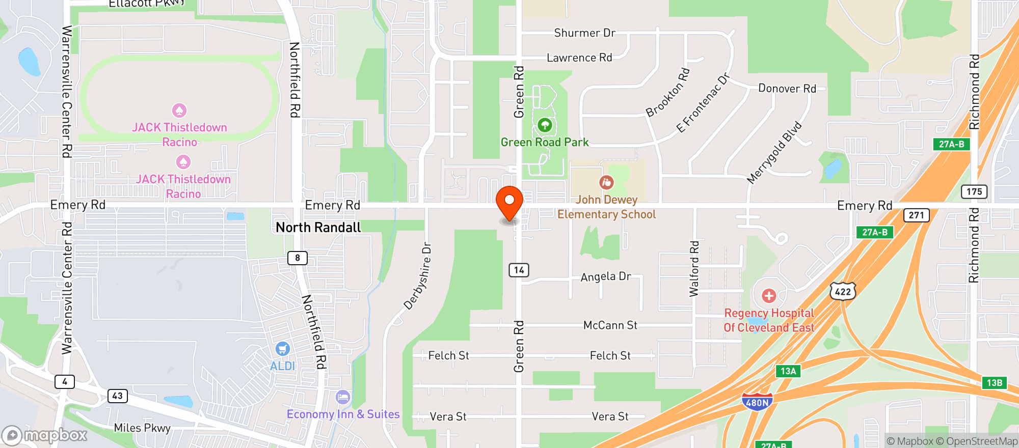 Map showing Food Plus (green Rd)