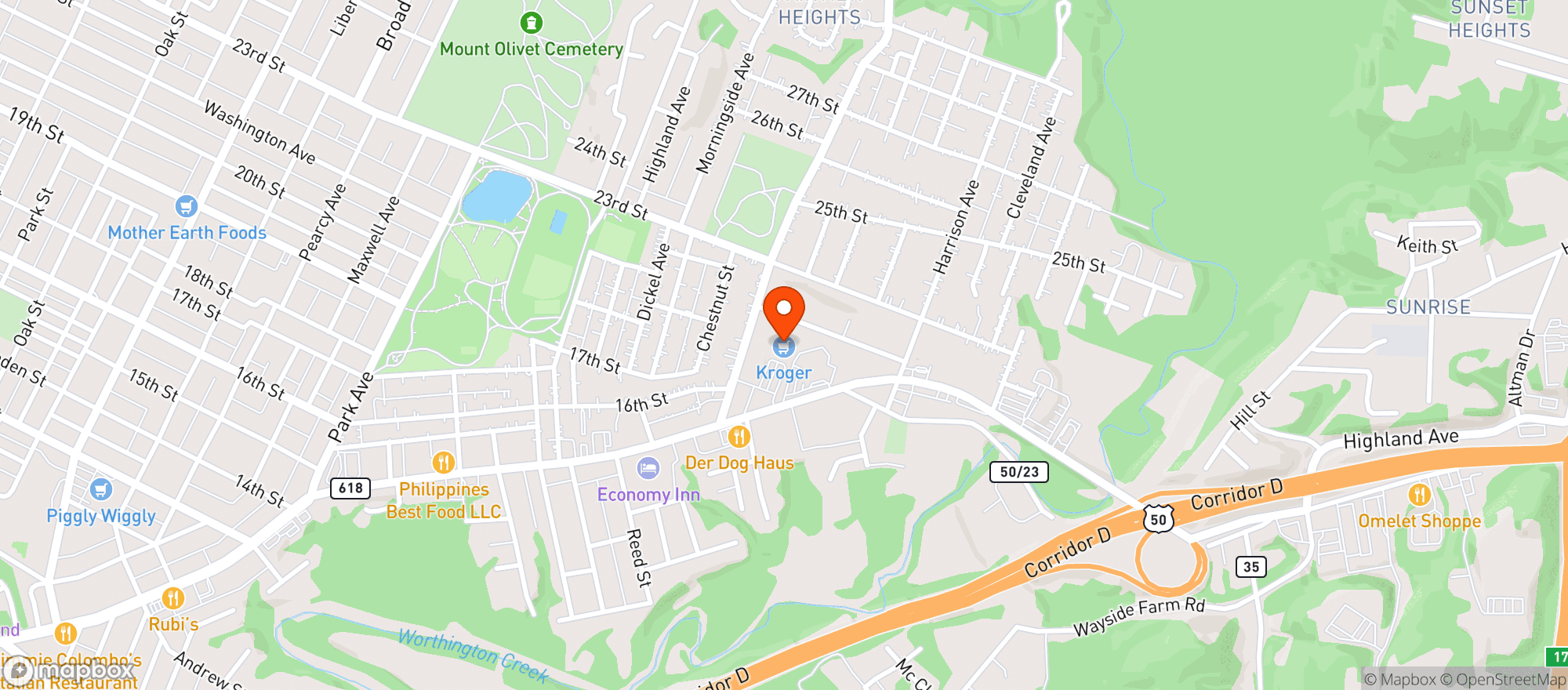 Map showing Kroger