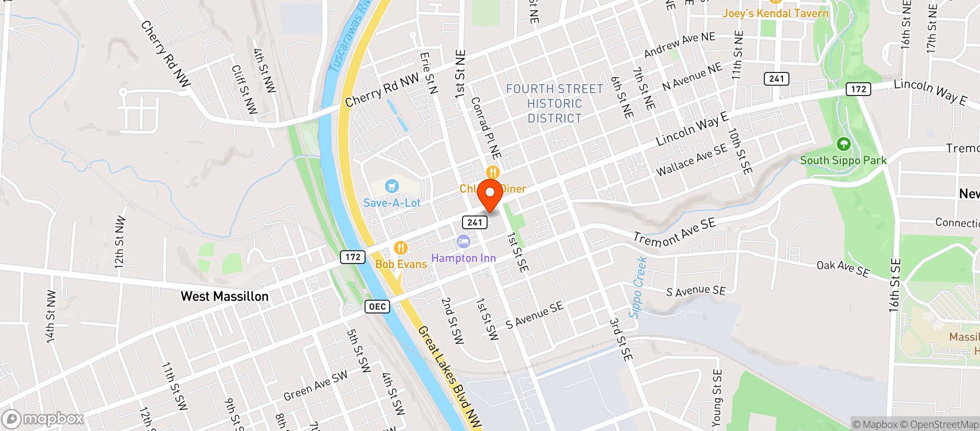 Map showing Hecks Downtown