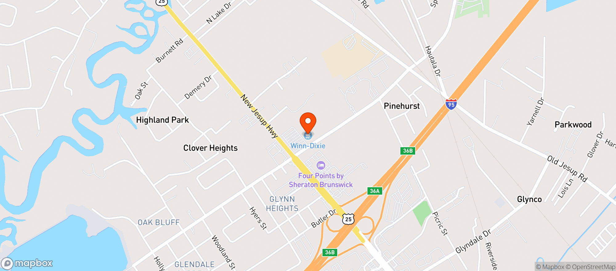 Map showing Winn Dixie - 0159