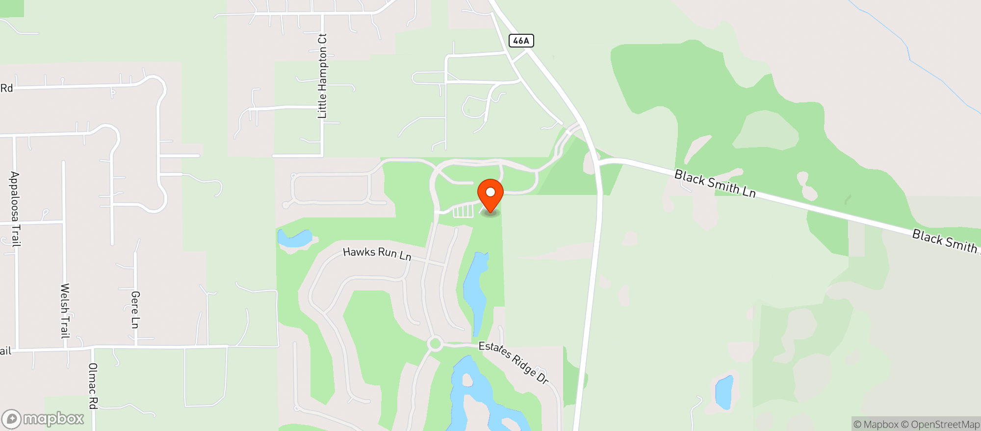 Map showing Red Tail Golf Club