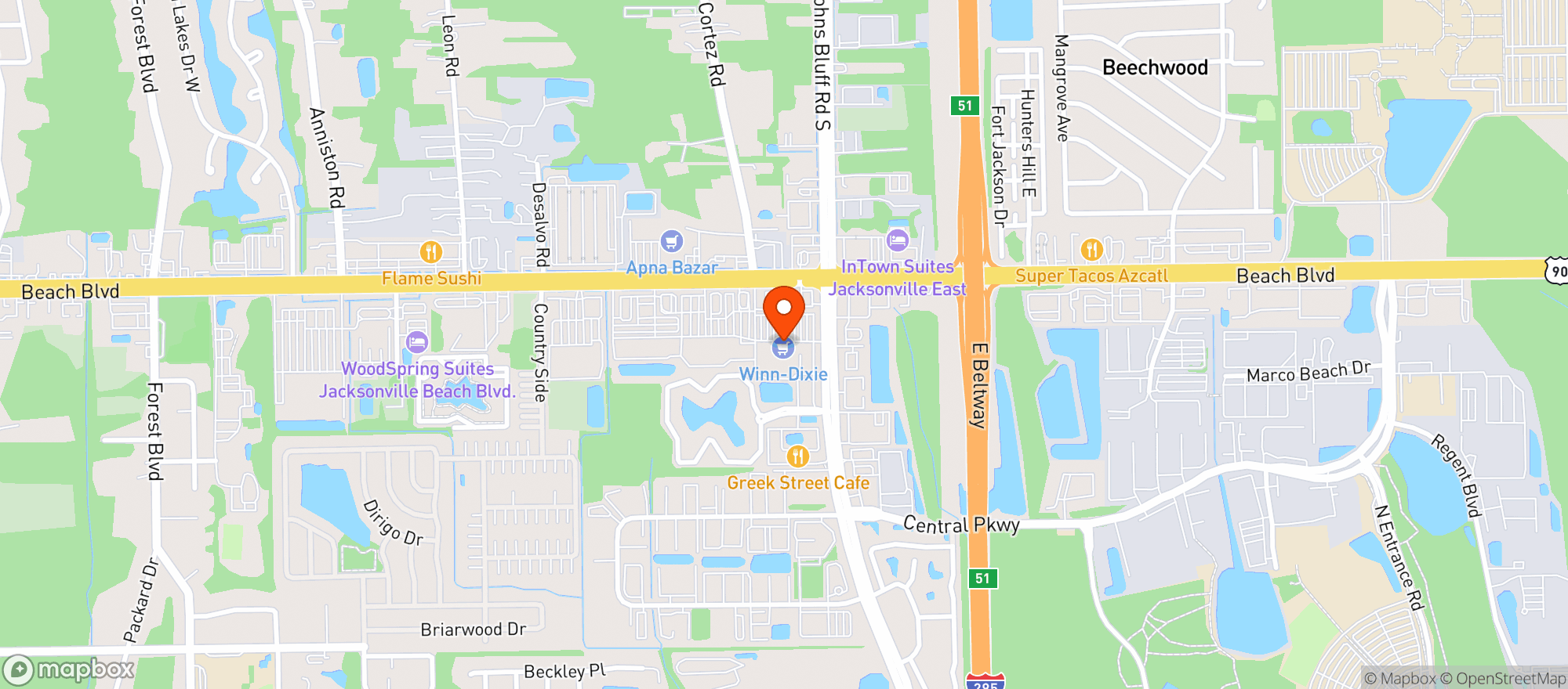 Map showing Winn Dixie