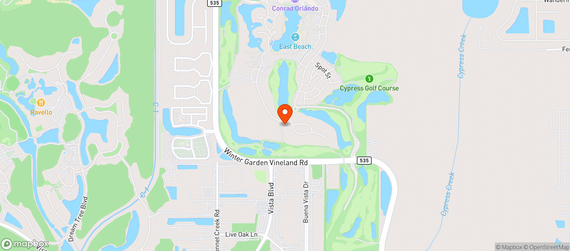Map showing Evermore Orlando Resort