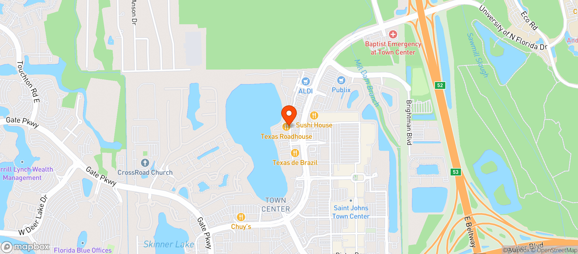 Map showing Texas Roadhouse
