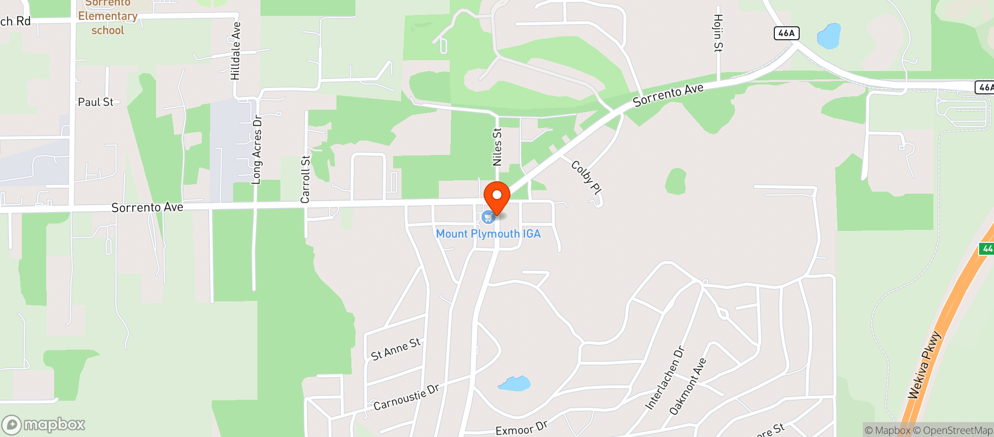 Map showing Mt Plymouth Iga Fresh Market