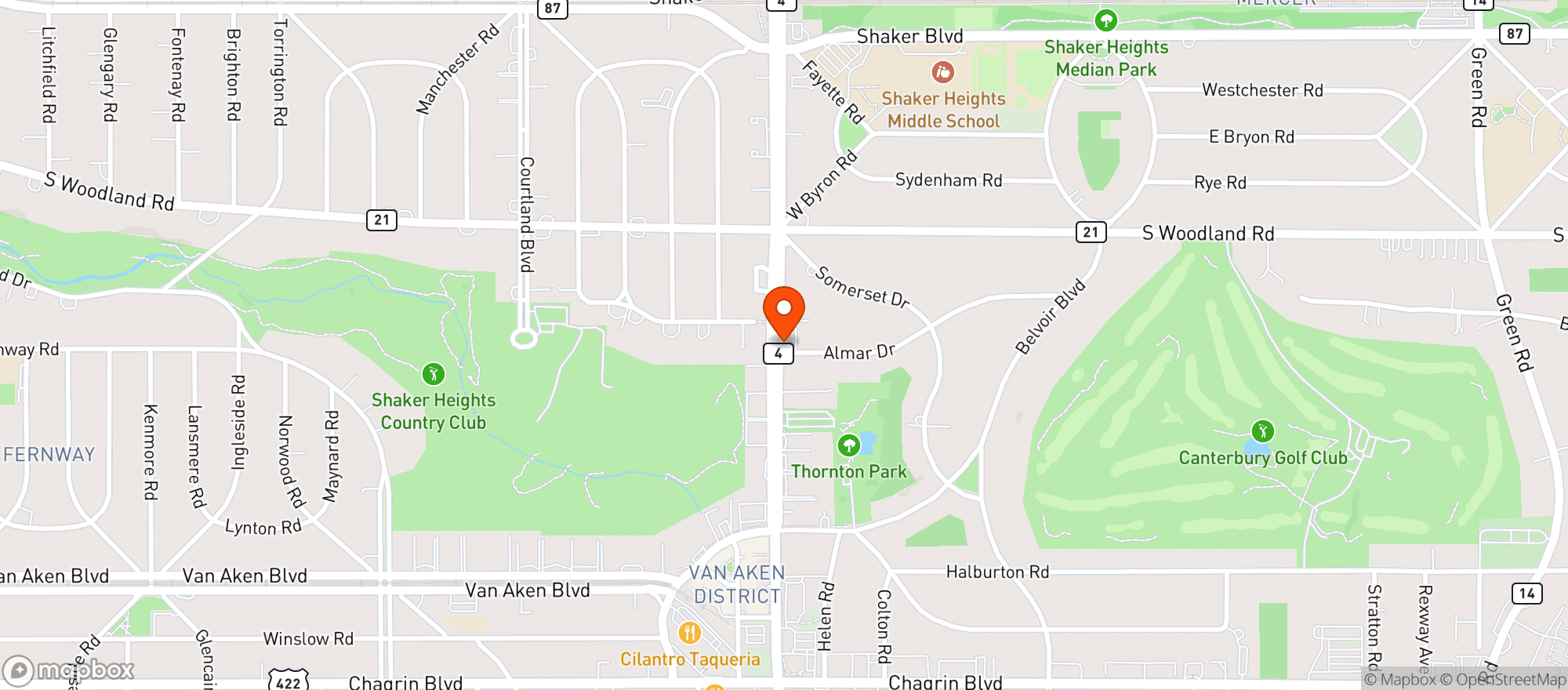 Map showing 56 Social Cafe & Catering