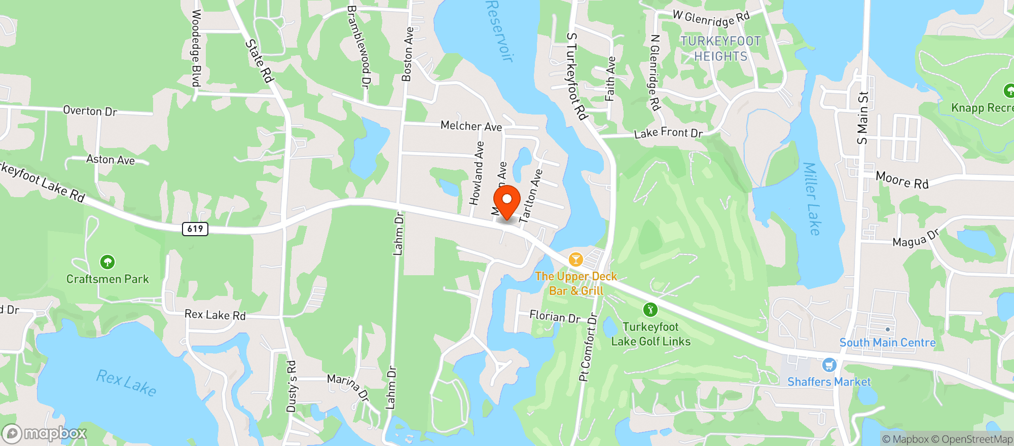 Map showing Portage Lakes Express