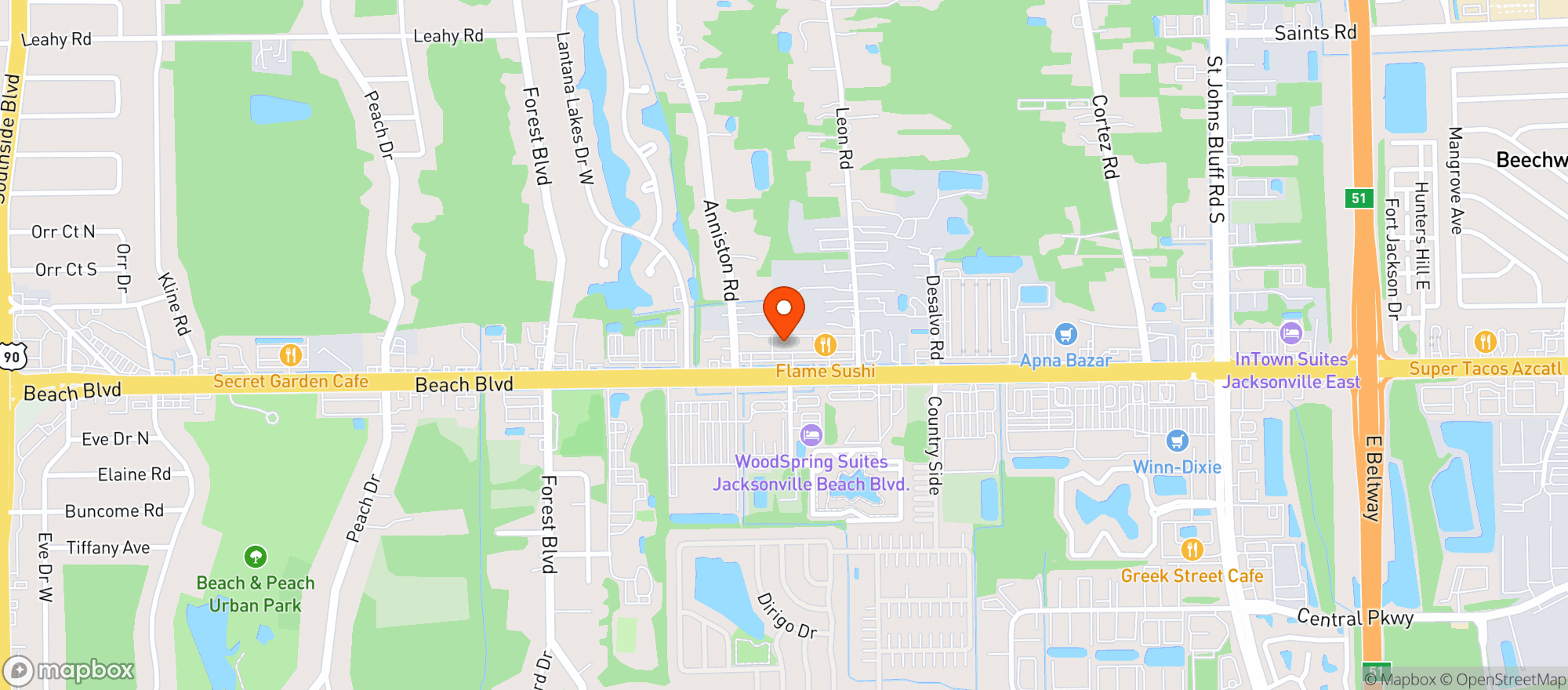 Map showing Sahara Cafe & Bar (liquor)