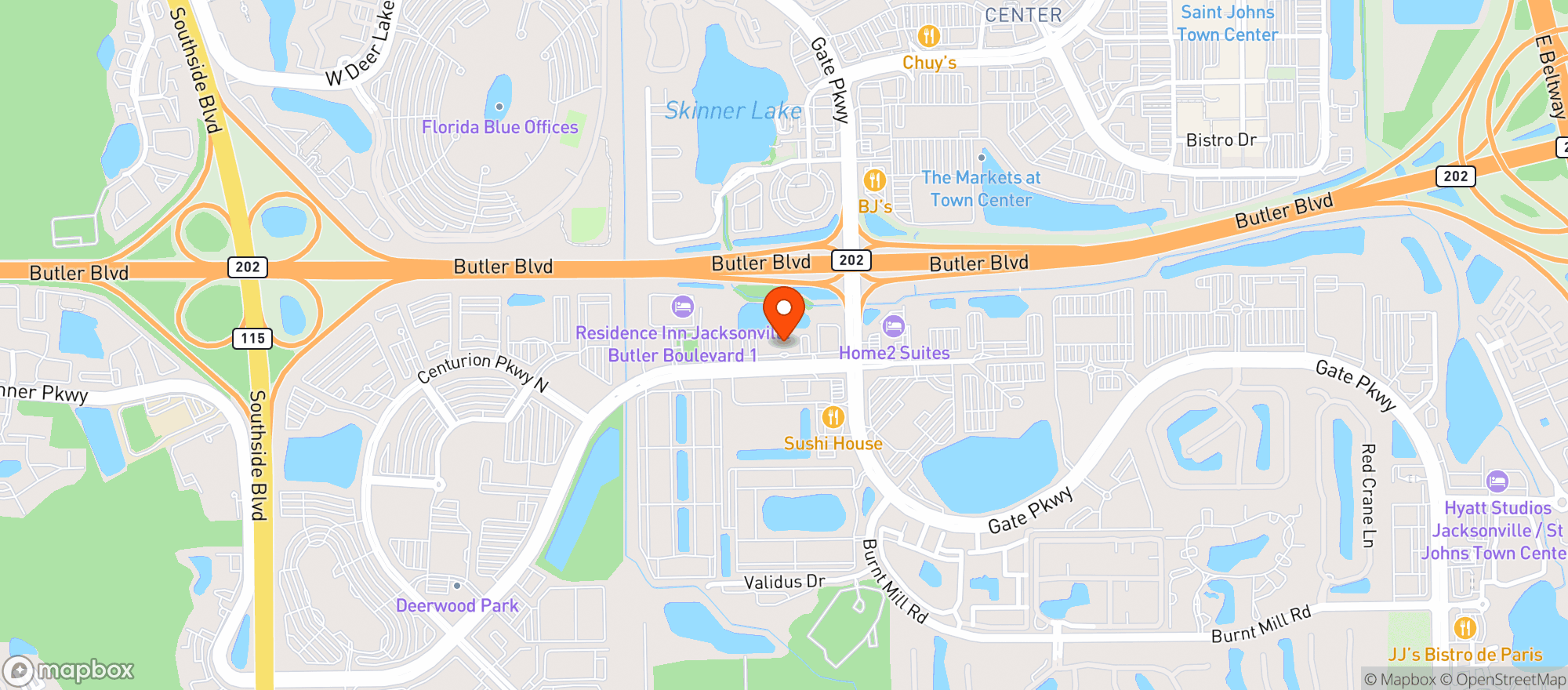 Map showing Sheraton Jacksonville Hotel #1