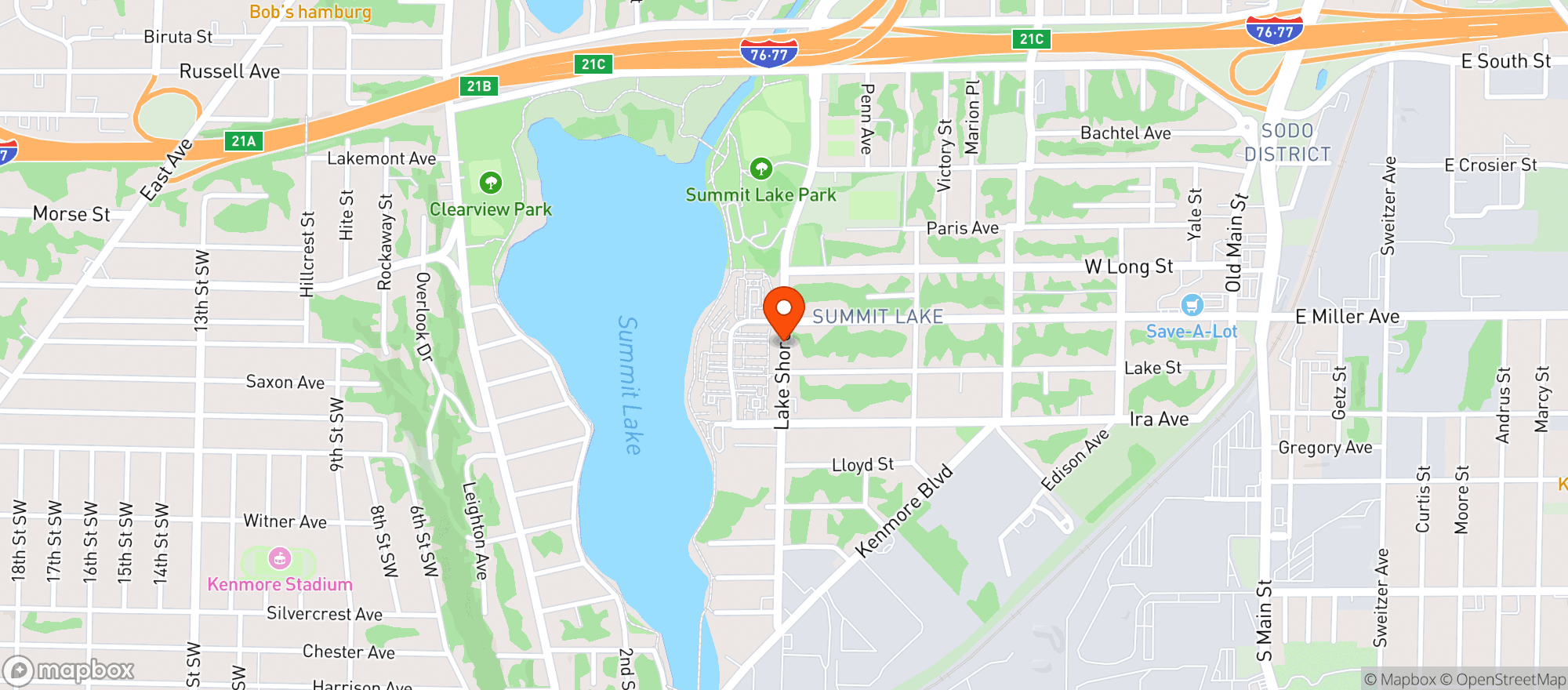 Map showing Lake Mini Mart