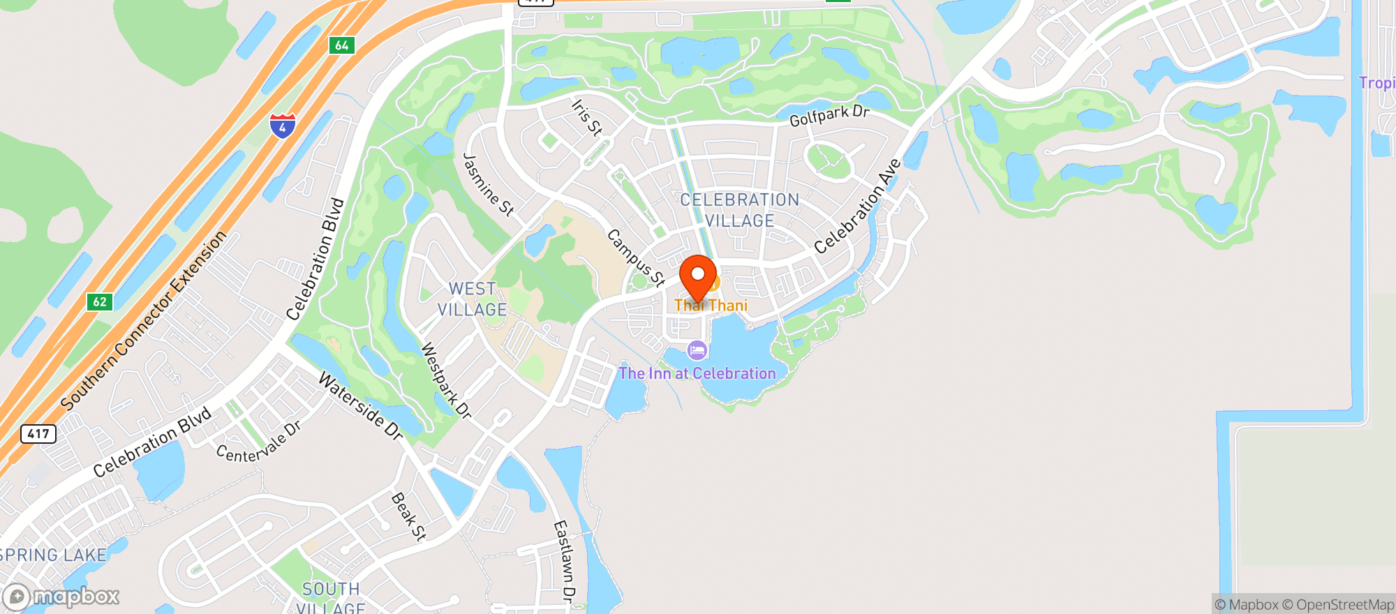 Map showing Celebration Town Tavern