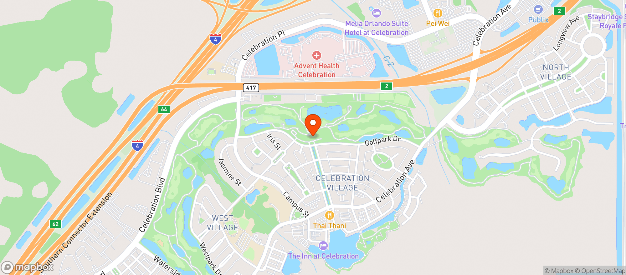 Map showing Celebration Golf Course