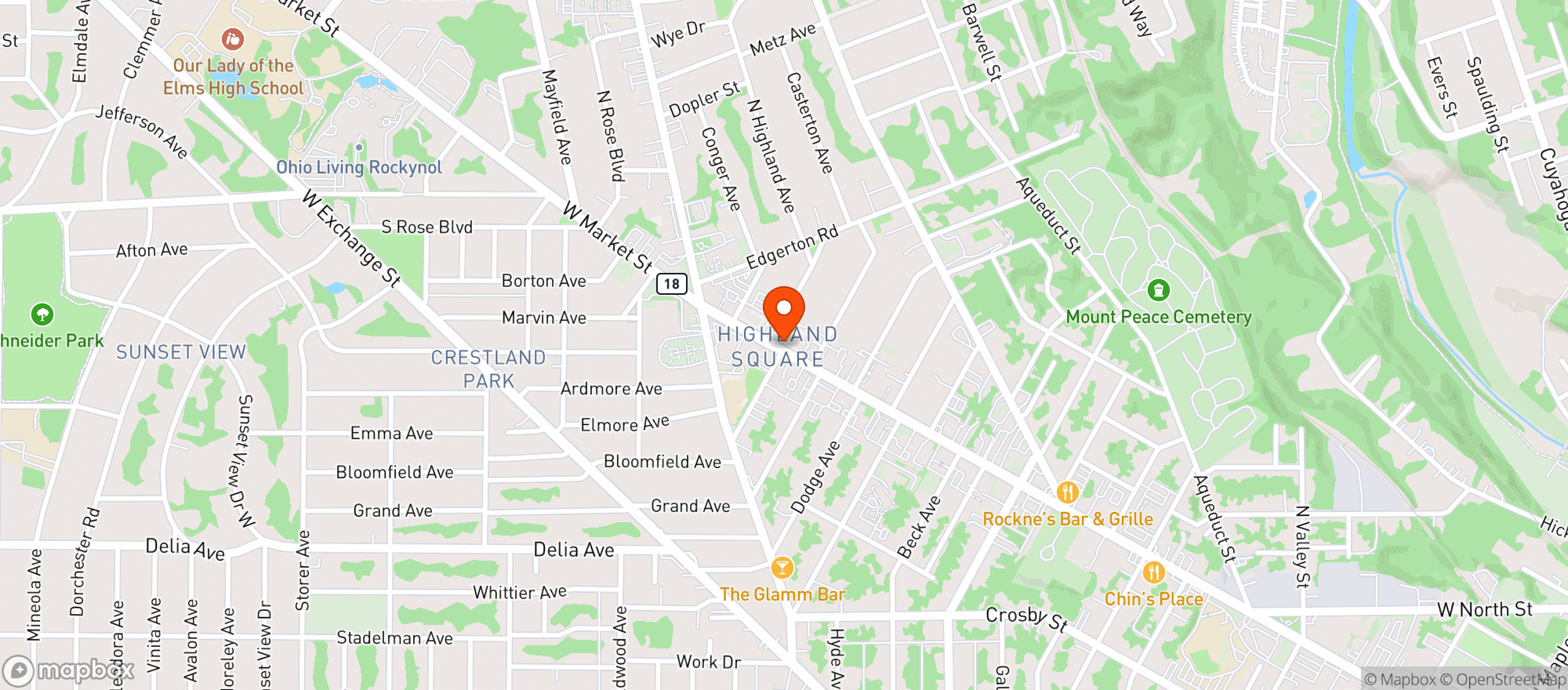 Map showing Rays Pub