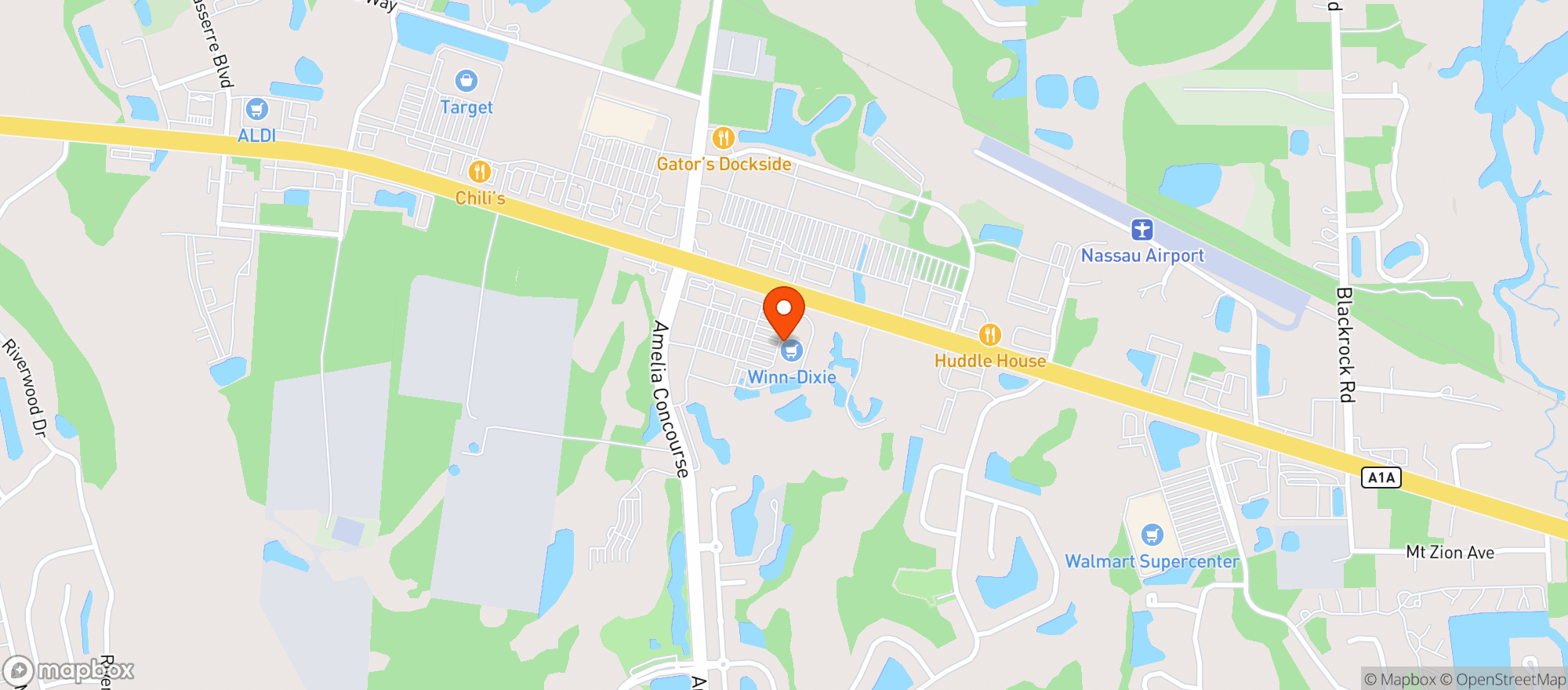 Map showing Winn Dixie - 0180