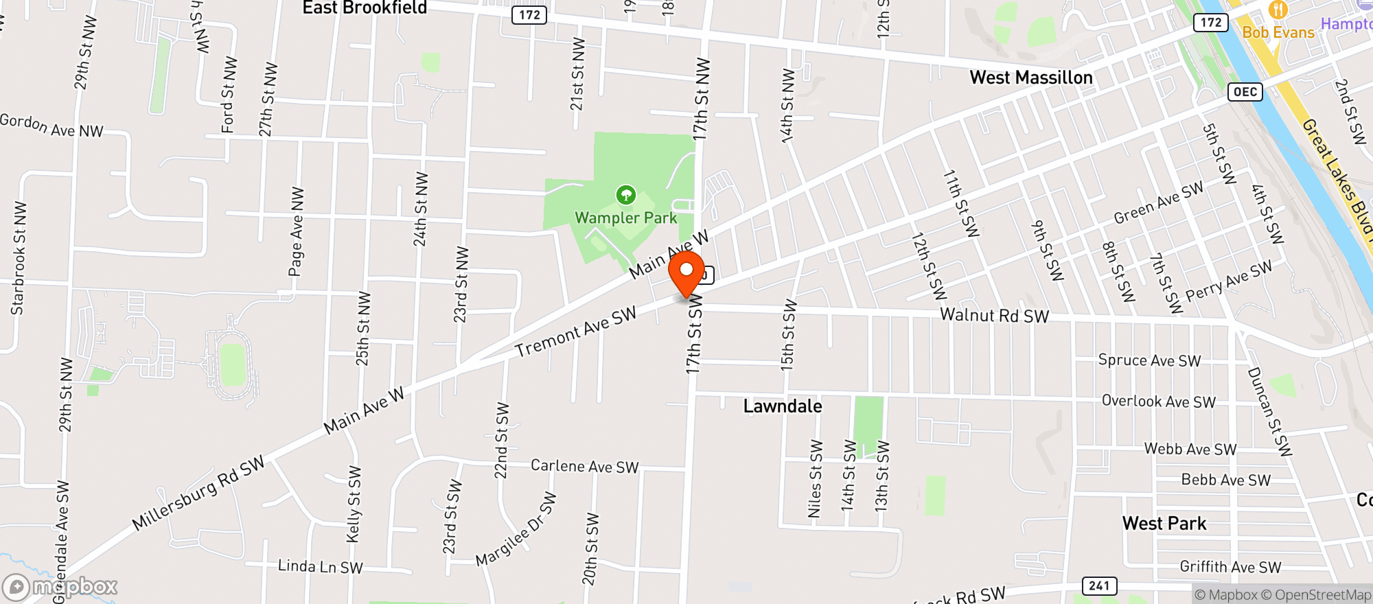 Map showing Baileys West End