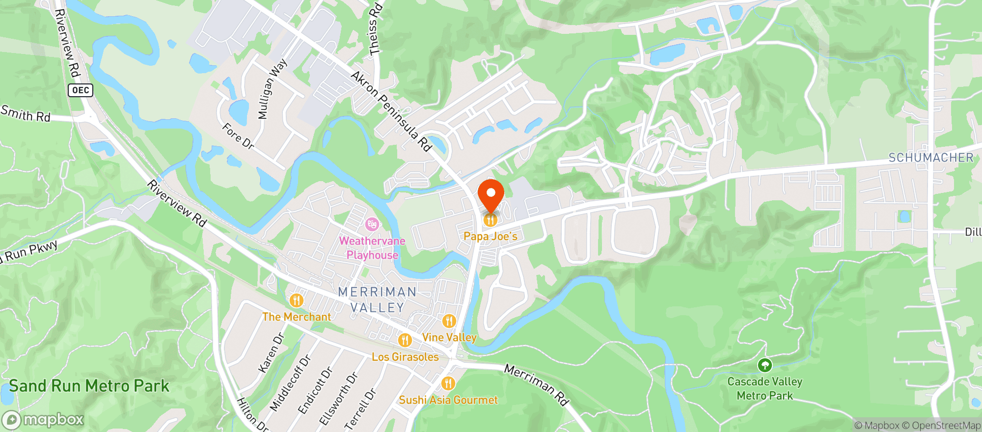 Map showing PAPA JOES