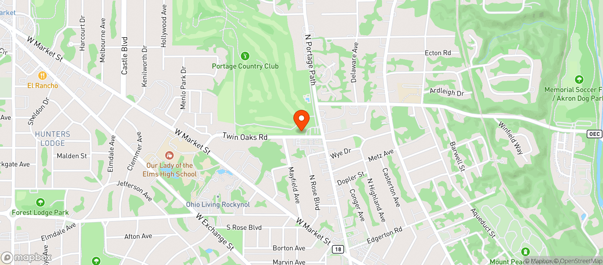 Map showing Portage Country Club