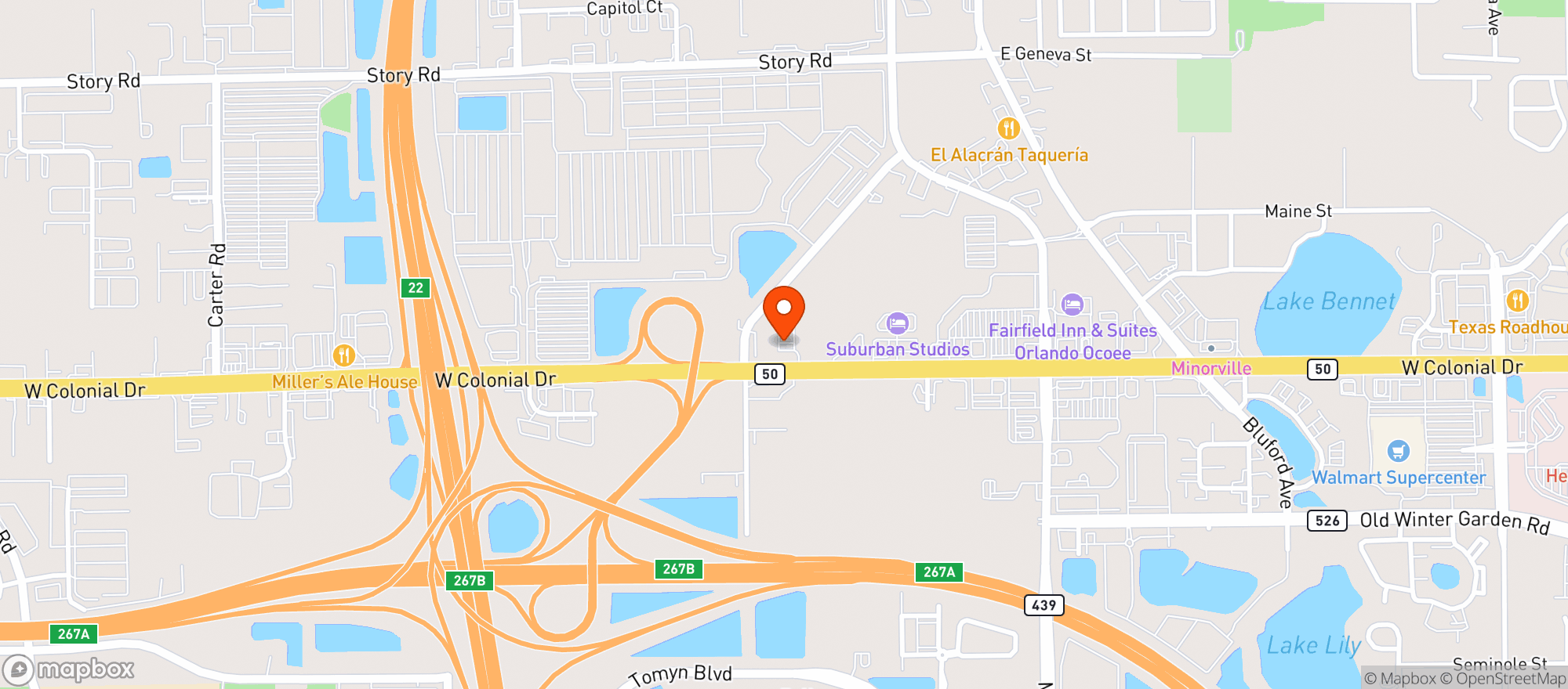 Map showing Hampton Inn