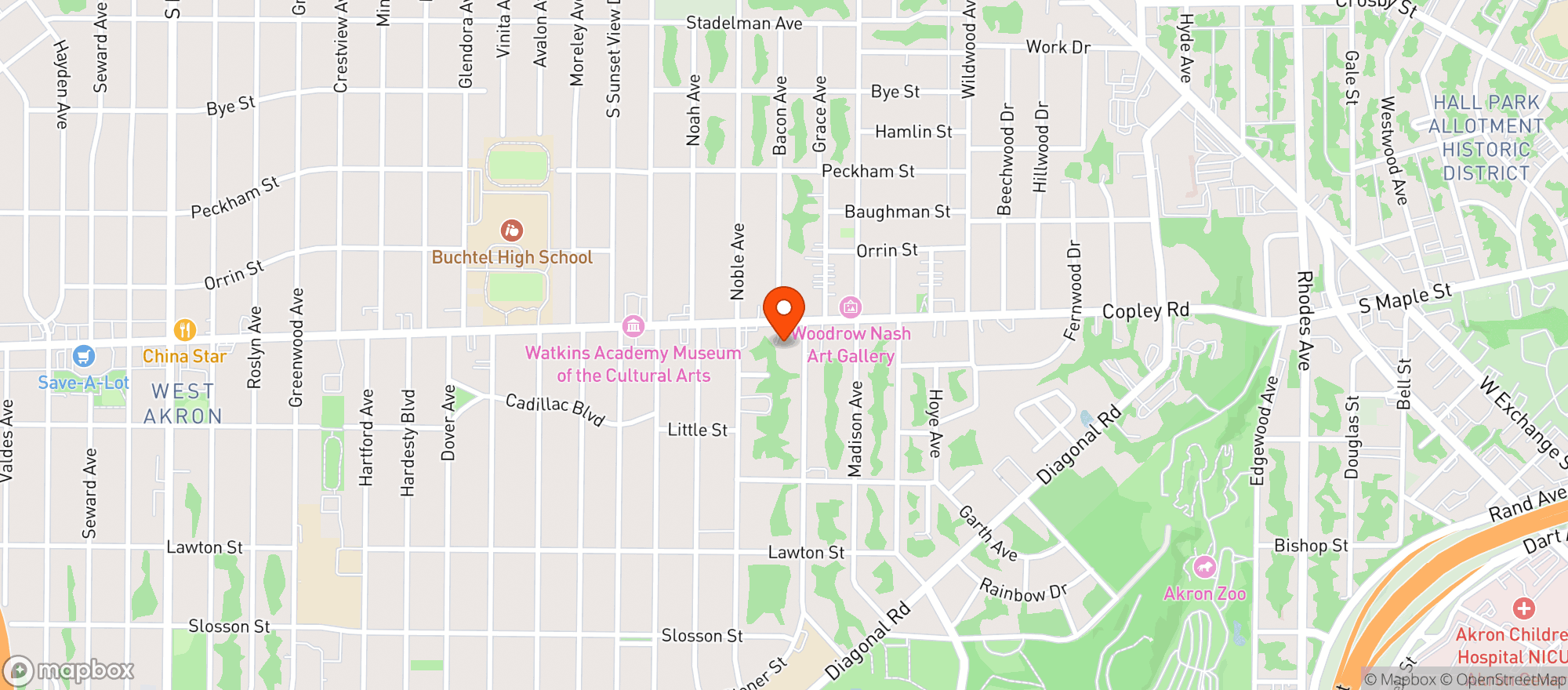 Map showing Copley One Stop