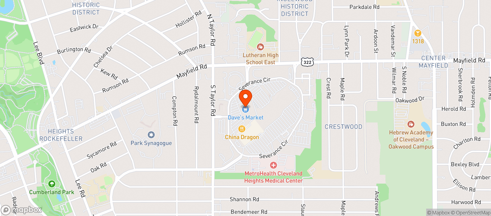 Map showing Daves Market