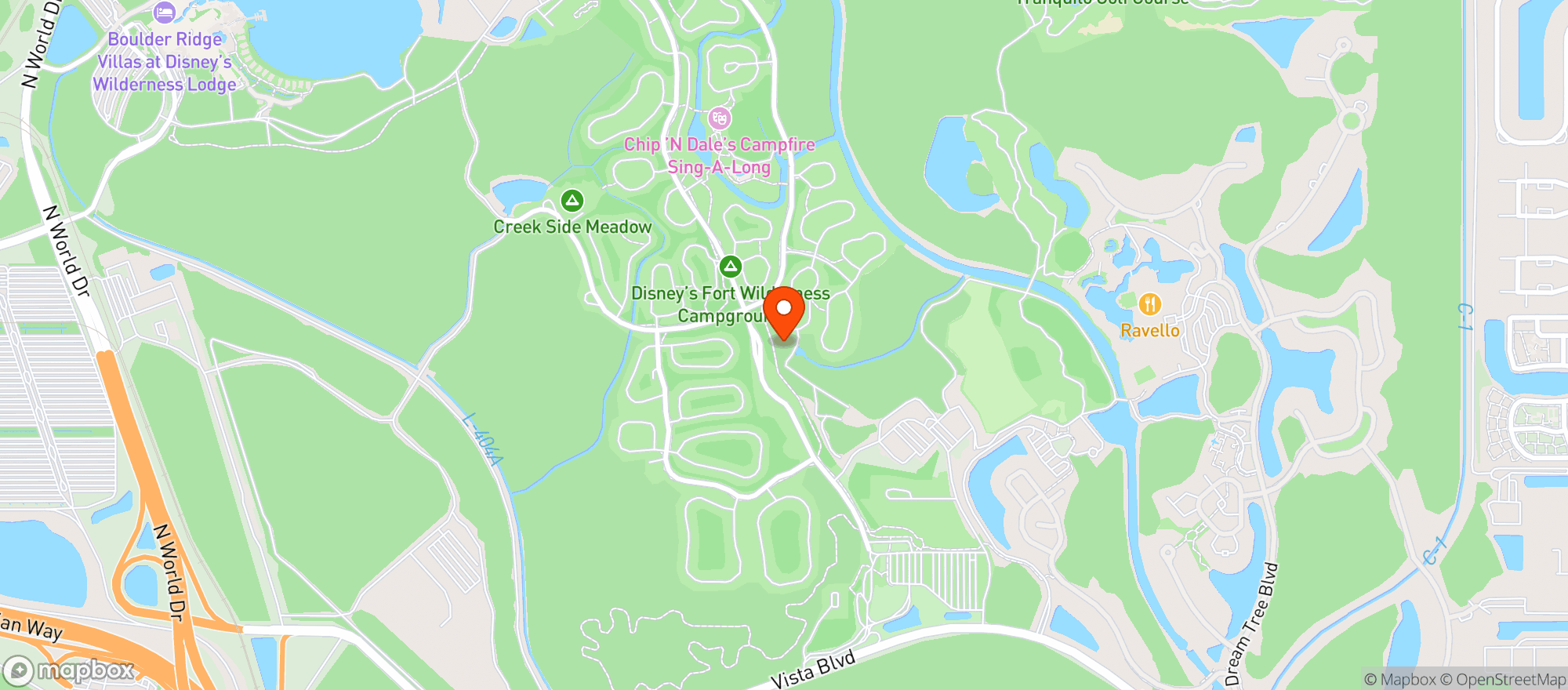 Map showing Disney's Fort Wilderness Resort & Campground
