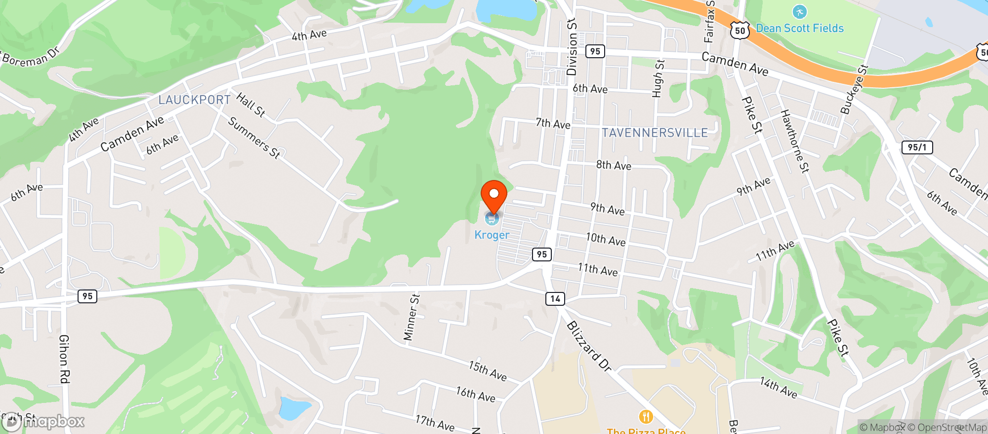 Map showing Kroger