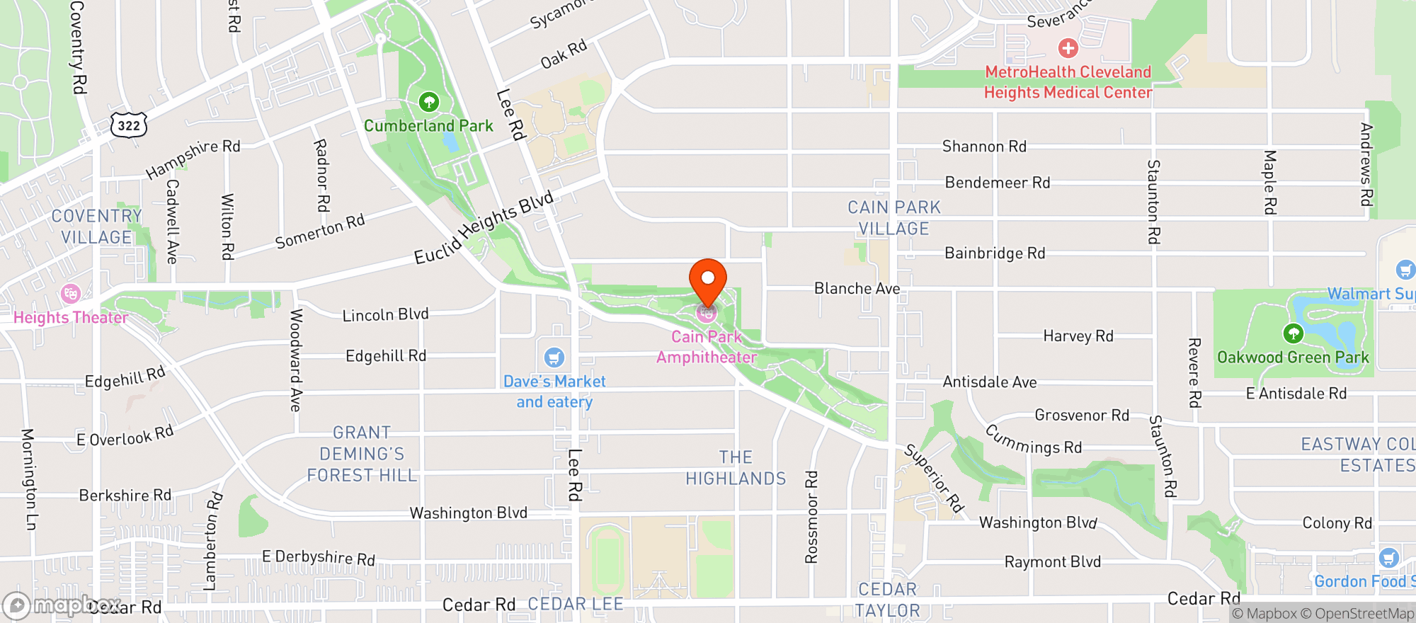 Map showing Cain Park