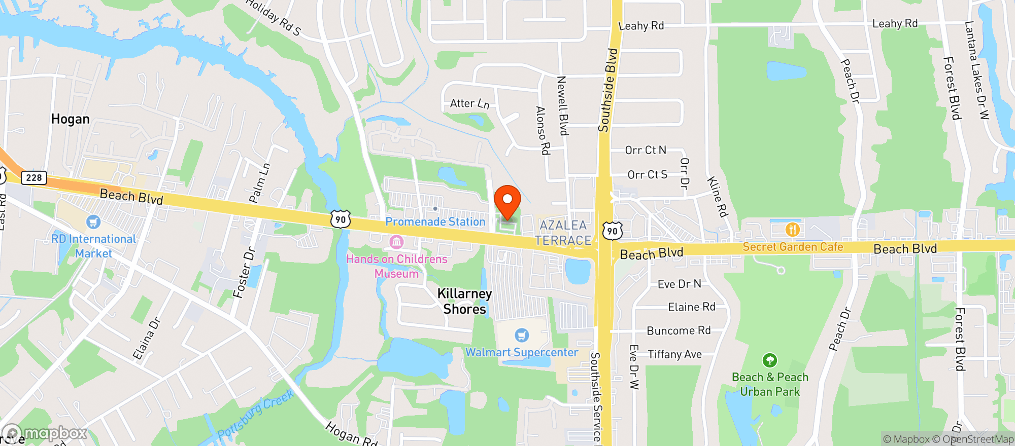 Map showing CIRCLE K (8837 BEACH BLVD)