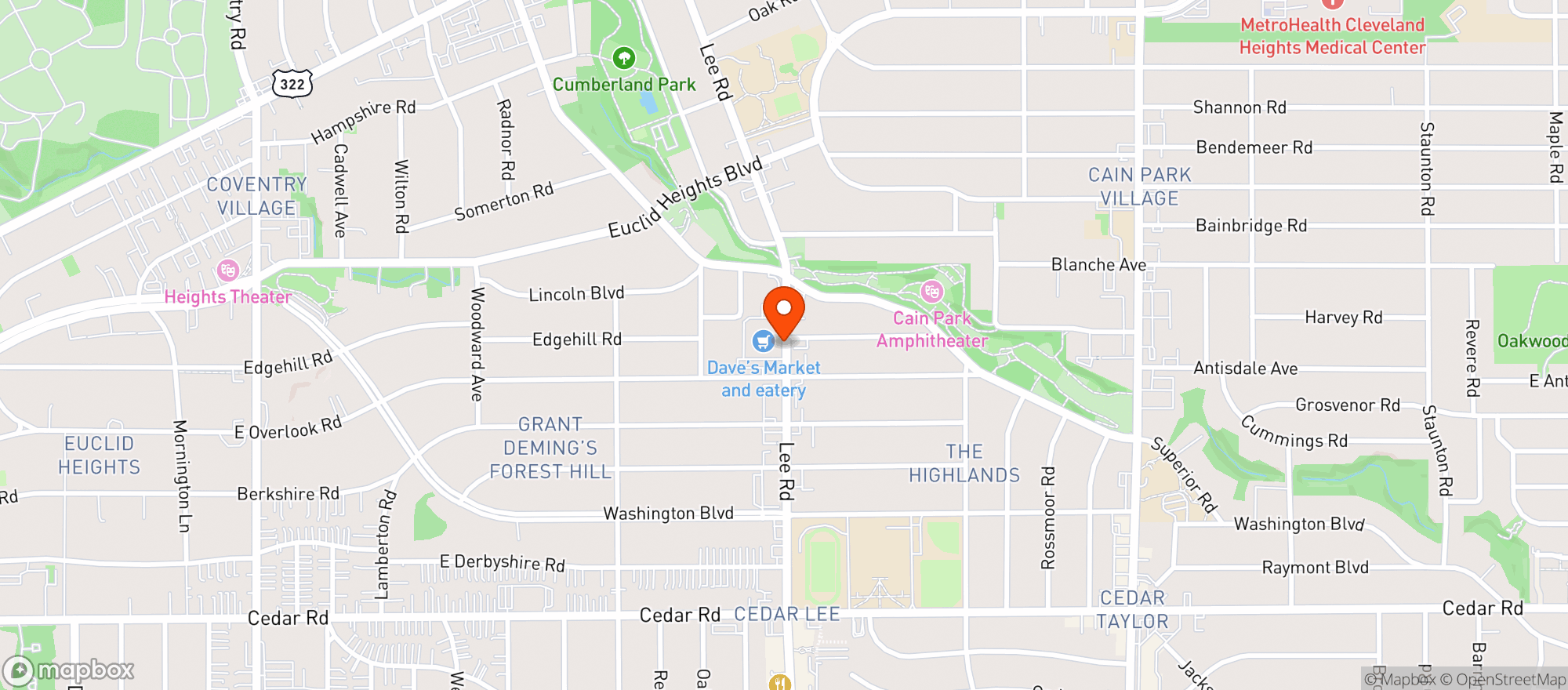 Map showing Daves Supermarkets